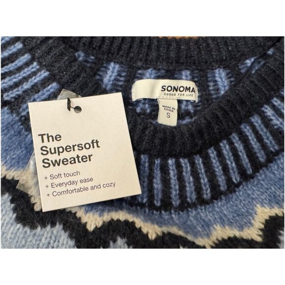 Sonoma Fair Isle Navy Super Soft Sweater Size Small NEW - Picture 3 of 6